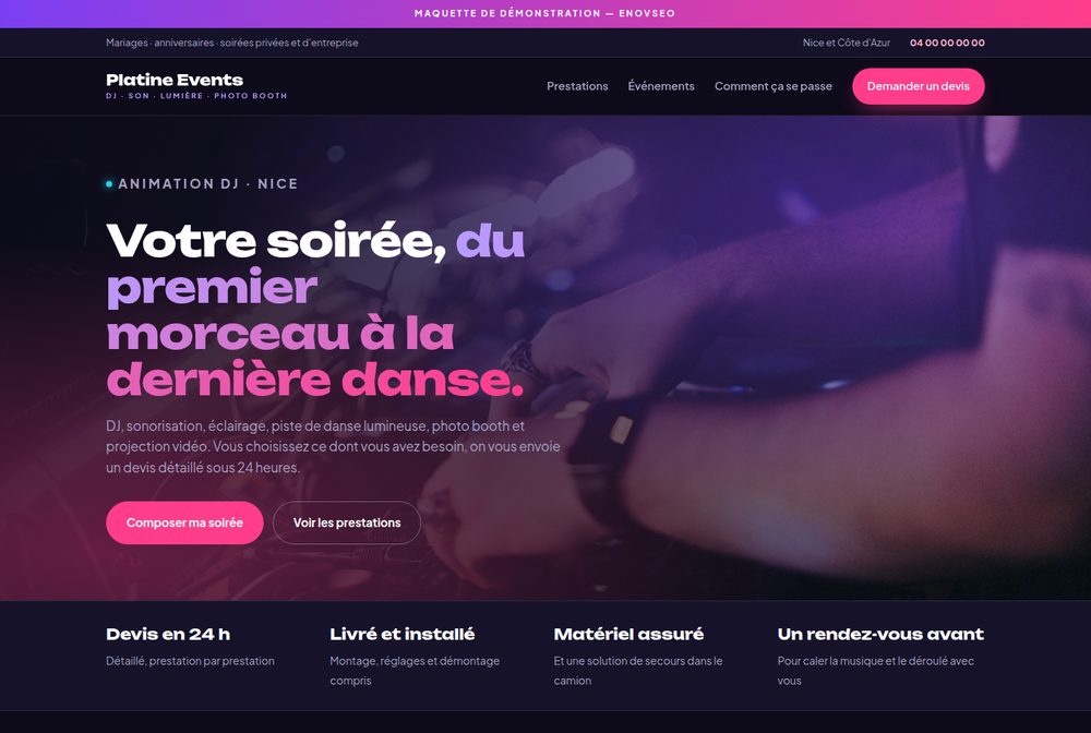 Maquette Animation DJ — Platine Events