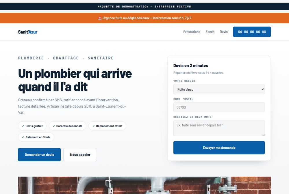 Maquette Artisan / BTP — Sanit'Azur