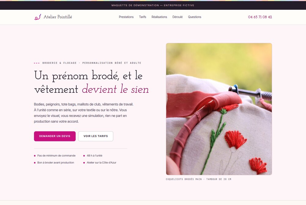 Maquette Broderie et flocage personnalisés — Atelier Pointillé