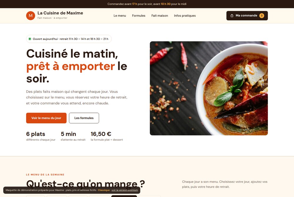 Maquette Plats à emporter — La Cuisine de Maxime