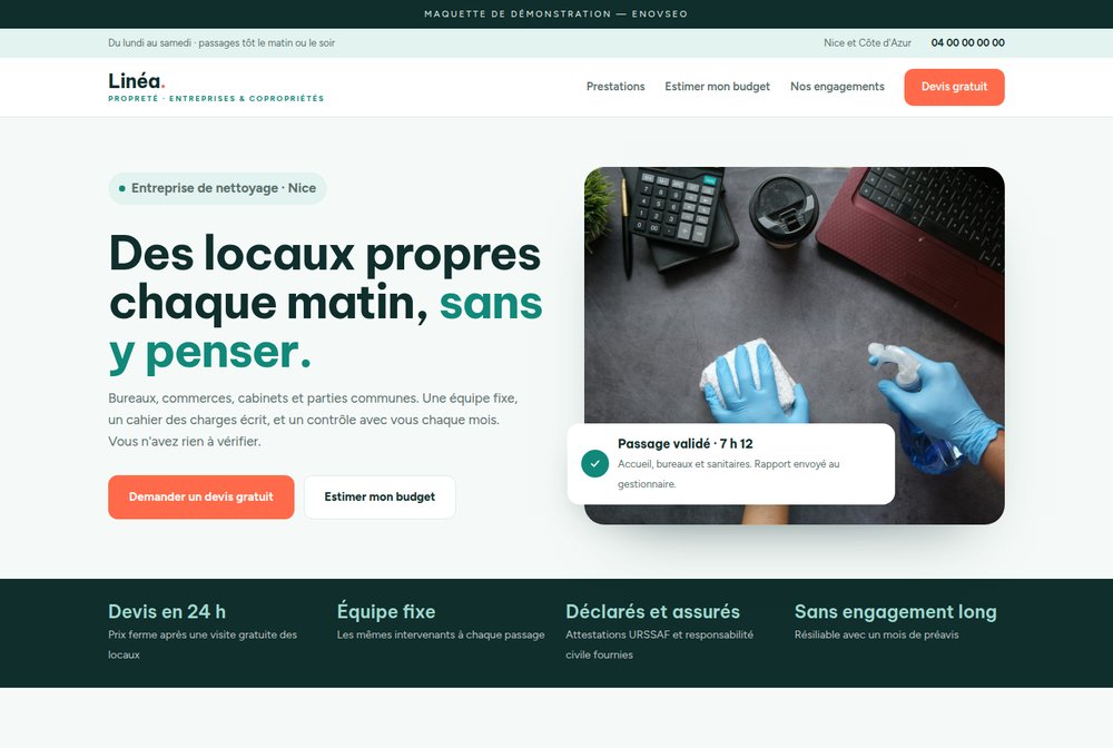 Maquette Entreprise de nettoyage — Linéa Propreté