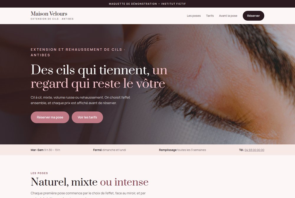 Maquette Extension de cils — Maison Velours