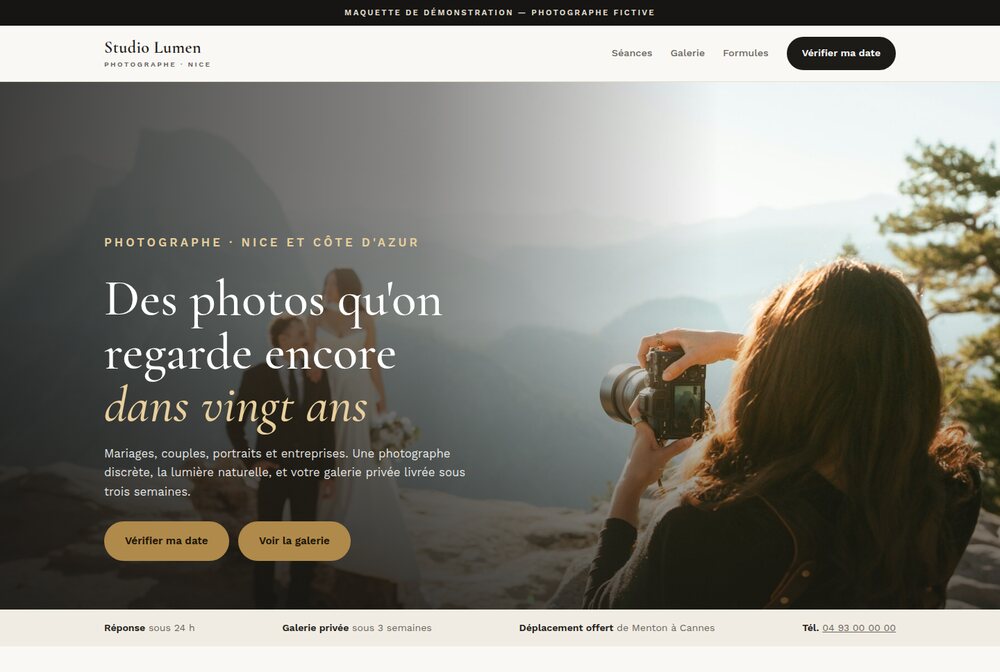 Maquette Photographe — Studio Lumen