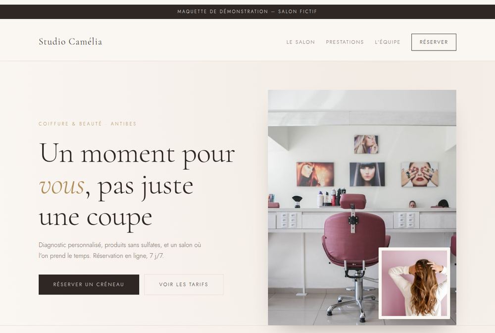 Maquette Coiffure & beauté — Studio Camélia