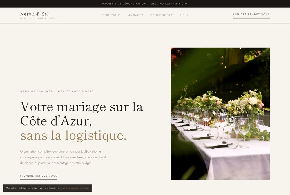 Maquette Wedding planner — Néroli & Sel