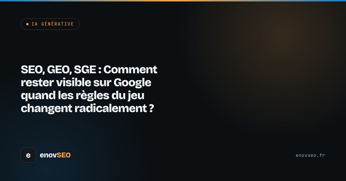 Couverture de l article : SEO, GEO, SGE : Comment rester visible sur Google quand les règles du jeu changent radicalement ?