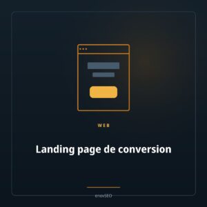 Maquette de page unique avec bouton d appel a l action, en ambre sur fond navy