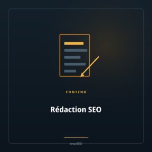 Document avec lignes de texte et stylo, illustrant la redaction d article SEO