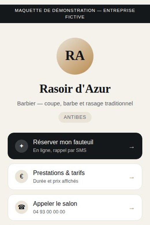 Page de liens d'un barbier